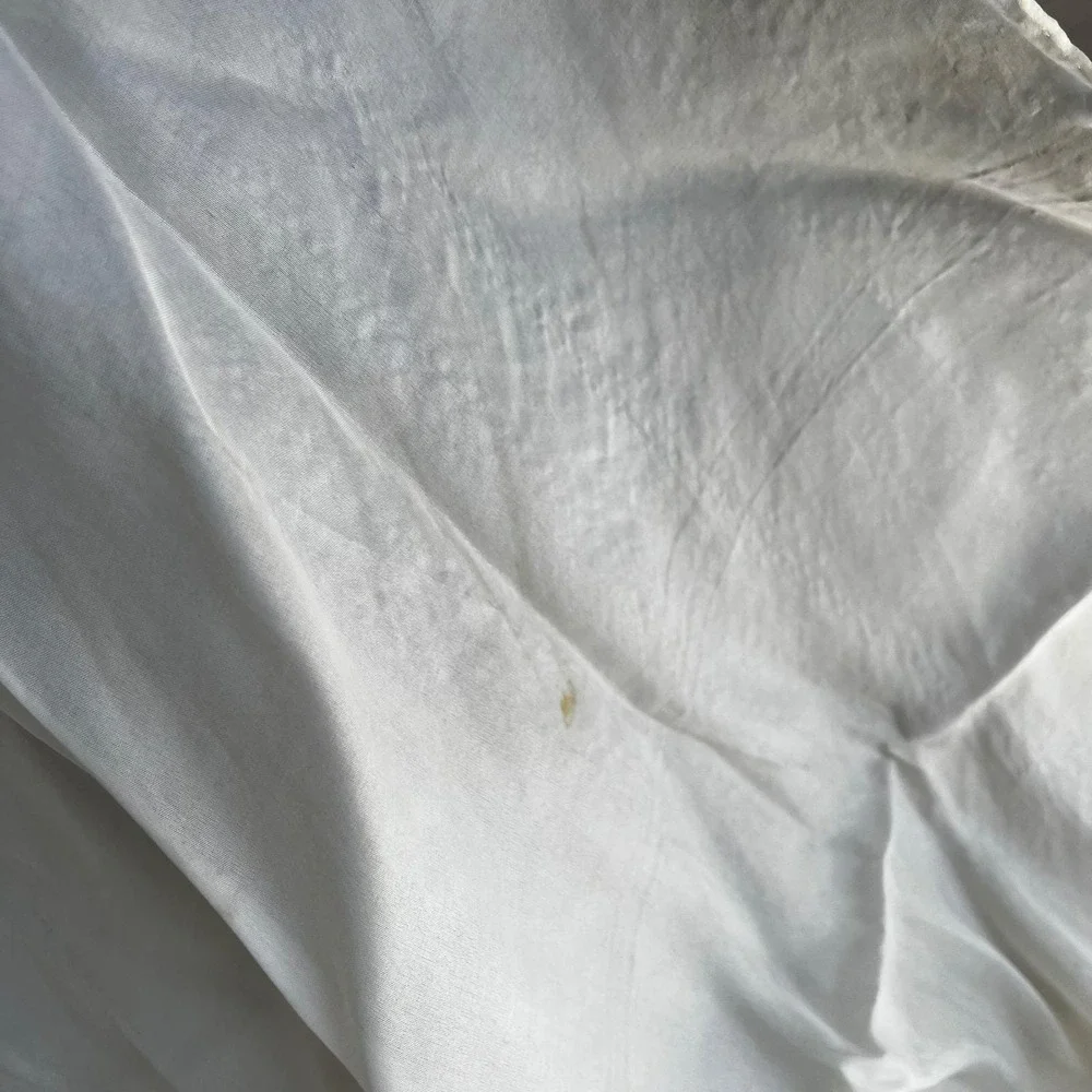 Vintage Ivory Hand Rolled Silk Blend Scarf Made in Japan 30x35